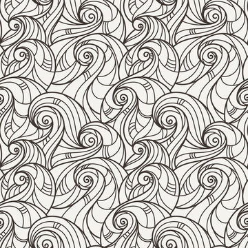 Vector seamless hand-drawn pattern of curls