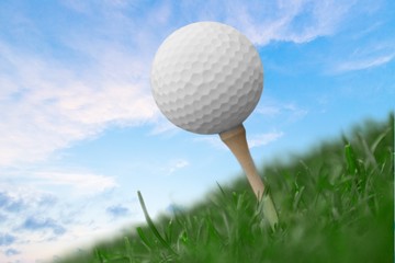 Golf. Golf Ball Blue Sky