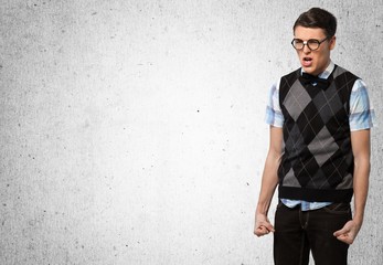 Nerd. Angry Nerd Isolated on White