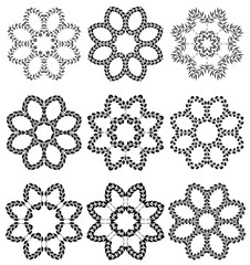 Set of stylized images of flowers