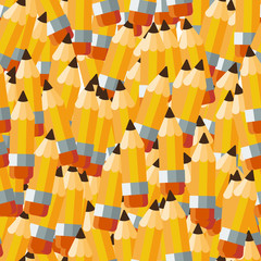 Vector seamless pattern of simple and colored pencils