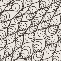 Vector seamless pattern of wavy lines and twisted