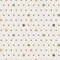 Seamless vector pattern of dots and flowers