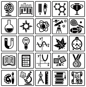 Set of web icons on a theme of schooling