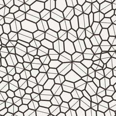 Vector seamless pattern in a grid of polygons with lines