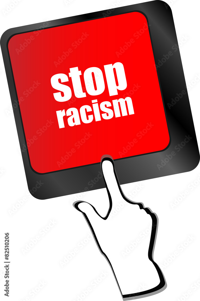Poster stop racism concept by keyboard keys vector