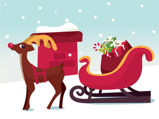 Winterland Reindeer And Sleigh