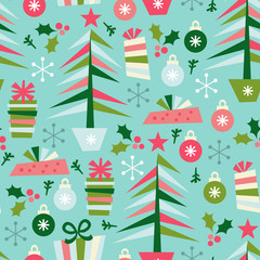Christmas Elements Seamless Pattern Background