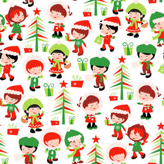 Christmas Winter Kids Seamless Pattern Background