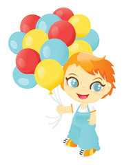 Obraz na płótnie Canvas Happy Boy With A Bunch Of Balloons