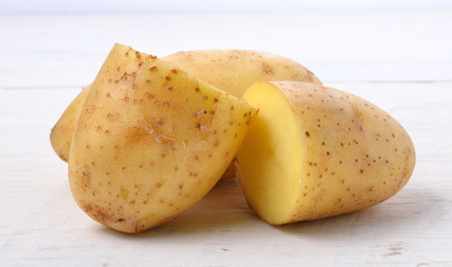 potato on white wooden