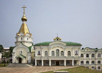 Fototapeta premium Seminary and church in Khabarovsk. Russia