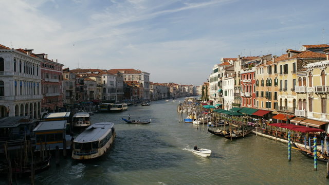 time lapse movie of boats moving through the grand canal in venice italy
