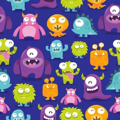 Tapeten Vektor gemusterter Hintergrund mit Cartoon-Monstern © totallyjamie