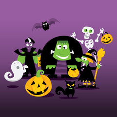 Halloween Monsters Family Portrait