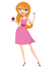 Happy Cocktail and Cupcake Girl