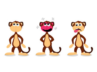Obraz premium Cartoon Monkey in Three Different Expressions