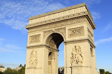 Fototapeta na wymiar Arc de Triomphe paris france famous landmark monument side view blue sky background photo