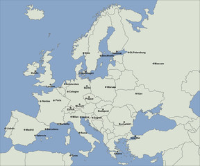 European Main City On the Map