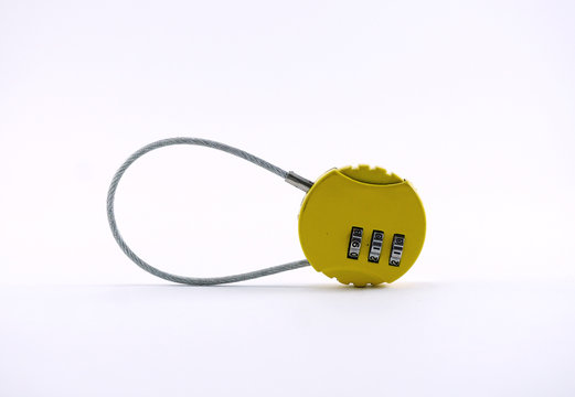 Small yellow baggage numaric lock
