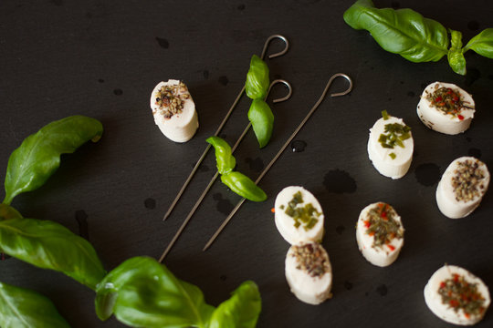soft goat cheese with basil