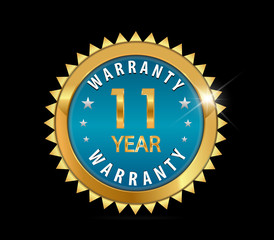 Fototapeta premium golden blue metallic 11 year, 11 year warranty badge