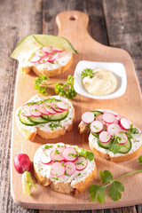 canape with cheese and radish