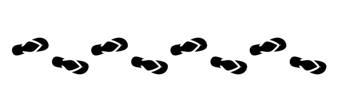 Flip-Flops, menschliche Fußspur, Icon, schwarz, freigestellt