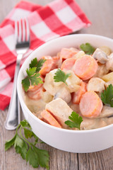 chicken, carrot and sauce