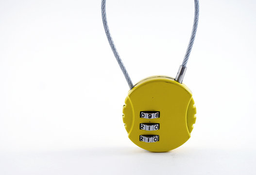 Small yellow baggage numaric lock