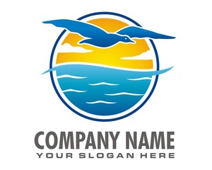 bird sea dusk logo image vector