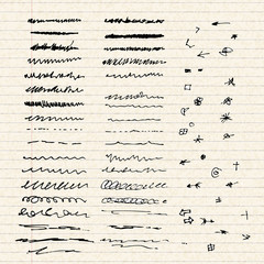 Illustration of scribbles on a sheet of lined paper - 82527664