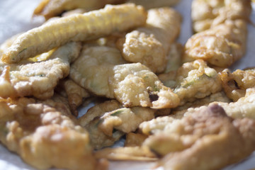 battered and fried vegetables