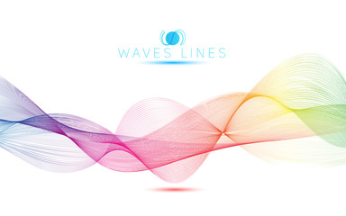 rainbow waves colorful gradient light blend line vector abstract