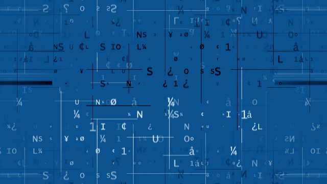 Digital code against blue background