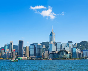 Fototapeta na wymiar hong kong skyline on sunny day