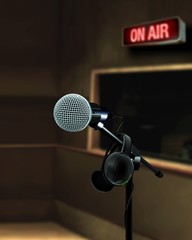 Microphone in recording studio on air