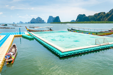 Floating football pitch at Panyee village