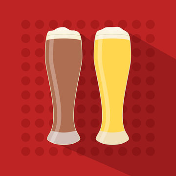 Beer icon in modern flat design with long shadow. Alcohol