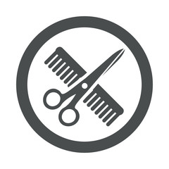 Icono redondo peluquería gris