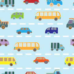 Seamless pattern with buses
