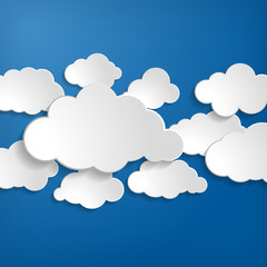 Vector illustration of clouds collection on a blue background