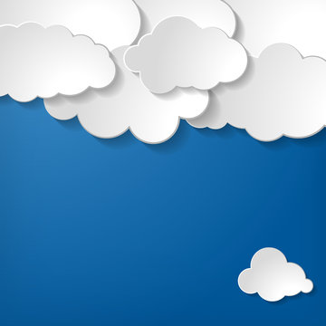 paper clouds on a blue background