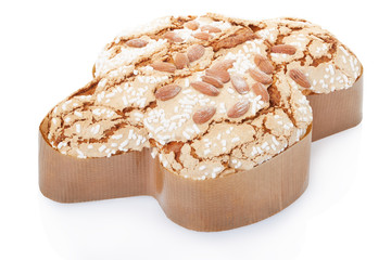 Colomba, italian Easter cake on white, clipping path