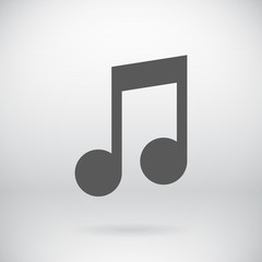 Flat Music Note Icon Vector Symbol Background