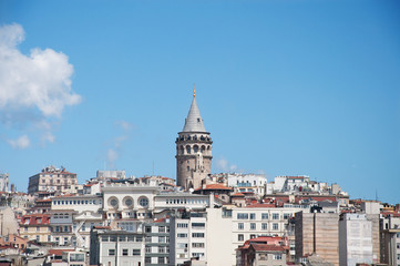 View of galata district and Glata Tower, Istanbul, Turkey