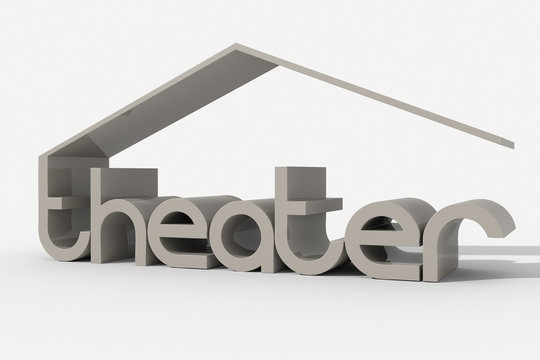 Logo 3D "theater" con forma edificio