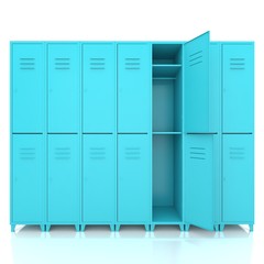 blue empty lockers isolate on white background