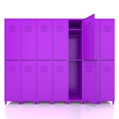 purple empty lockers isolate on white background