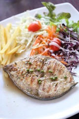 Salmon steak food for lunch